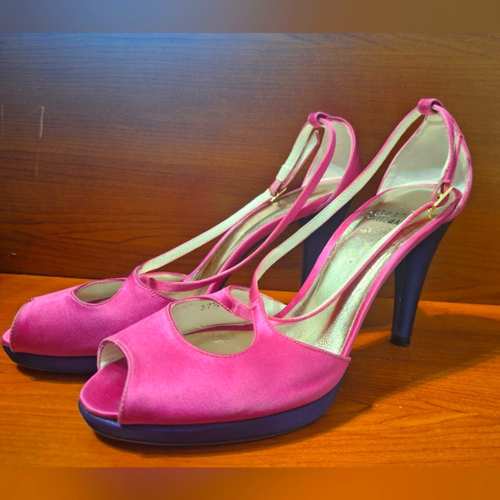 Stuart Weitzman pink/purple satin heels 37 1/2